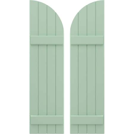 Ekena Millwork Americraft 4-Board (2 Batten) Wood Joined Board-n-Batten Shutters w/ Arch Top, ARW101BQ414X44SGH, PR ARW101BQ414X44SGH